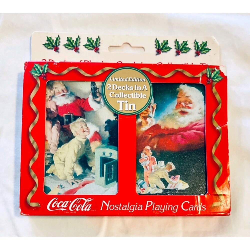 VTG Christmas Coca Cola Playing Cards New In Collectible Tin